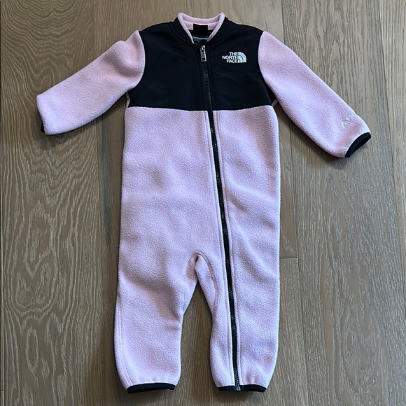 The North Face Pink and Black Baby Fleece Onesie - Picture 1 of 10